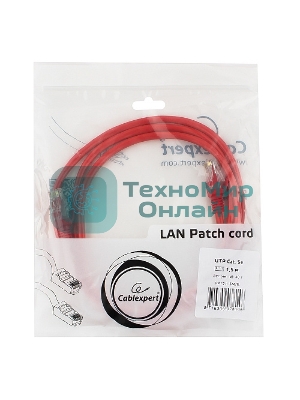 Патч-корд UTP Cablexpert cat.5e, 1.5м, литой, многожильный, красный