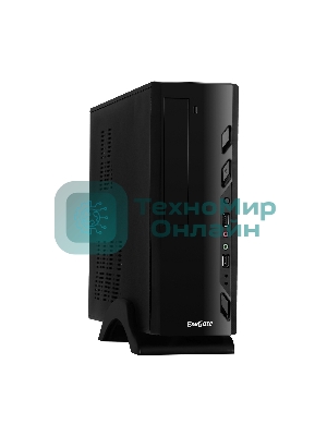 Компьютерный корпус MiniITX ExeGate EX268697RUS MI-208 Black, miniITX/mATX, без БП, 2хUSB, Audio