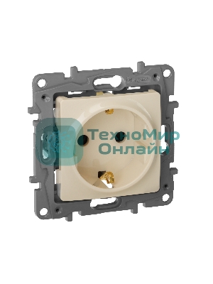Розетка 2К+З, на винтах, защ. шт., сл. кость ETIKA 