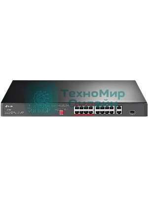 Коммутатор TP-Link 16-port 10/100Mbps + 2-port Gigabit unmanaged switch with 16 PoE+ ports, compliant with 802.3af/at PoE, 150W PoE budget,  support 250m Extend Mode, priority mode and Isolation mode, rackmount, plug and play.