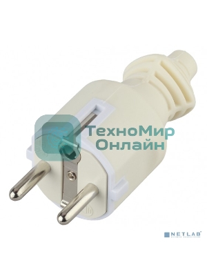 Вилка ЭРА Б0019188 V4(W) 16А с заземл. прямой ввод (10/200/6000) бел.