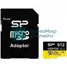 Флеш карта microSDXC 512Gb Silicon Power SP512GbSTXLA2V1NSP Inspire V10 A2 + adapter