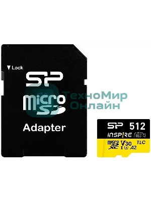 Флеш карта microSDXC 512Gb Silicon Power SP512GbSTXLA2V1NSP Inspire V10 A2 + adapter