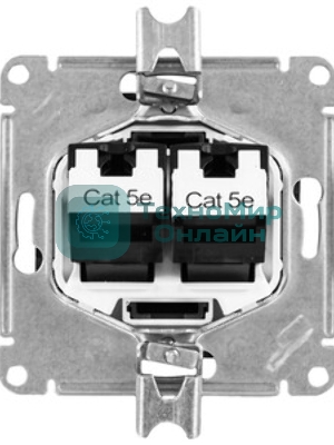 Розетка компьютерная двойная RJ45+RJ45, кат.5E, механизм ATN000785 Schneider Electric AtlasDesign Грифель