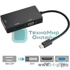 Кабель-адаптер Orient C310 Mini DisplayPort M -> HDMI/DVI-I/VGA, 0.2 м, черный