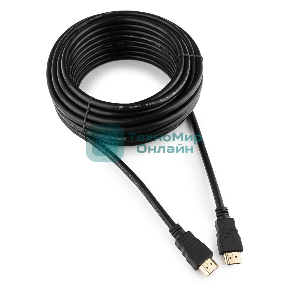Кабель Cablexpert HDMI CC-HDMI4-10M, 19M/19M, v2.0, медь, позол.разъемы, экран, 10м, черный, пакет
