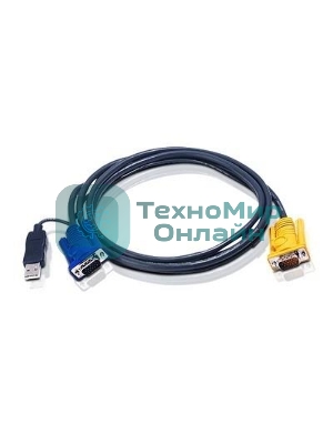 Переключатель ATEN 2L-5202UP Шнур, монитор+клавиатура+мышь Intelligent CABLE HD15M/USBAM 1.8M