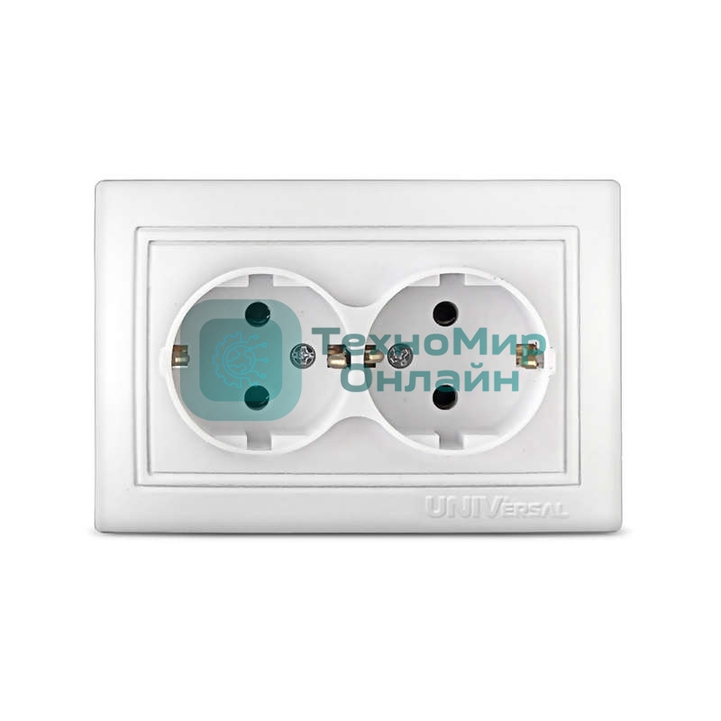 Розетка 2-м СП Севиль 16А с заземл. бел. UNIVersal С0128