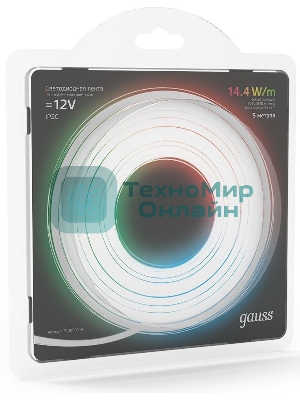 Лента светодиодная Gauss 312000414 LED 5050/60-SMD 14.4W 12V DC RGB блистер 5м