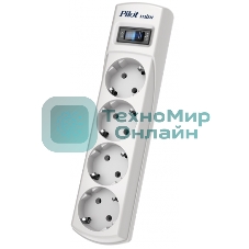 Сетевой фильтр Pilot mini 7 м, 4 розетки, белый, коробка