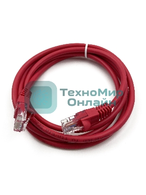 Патч-корд Buro cat.5e 1.5м красный RJ-45 (m)-RJ-45 (m)