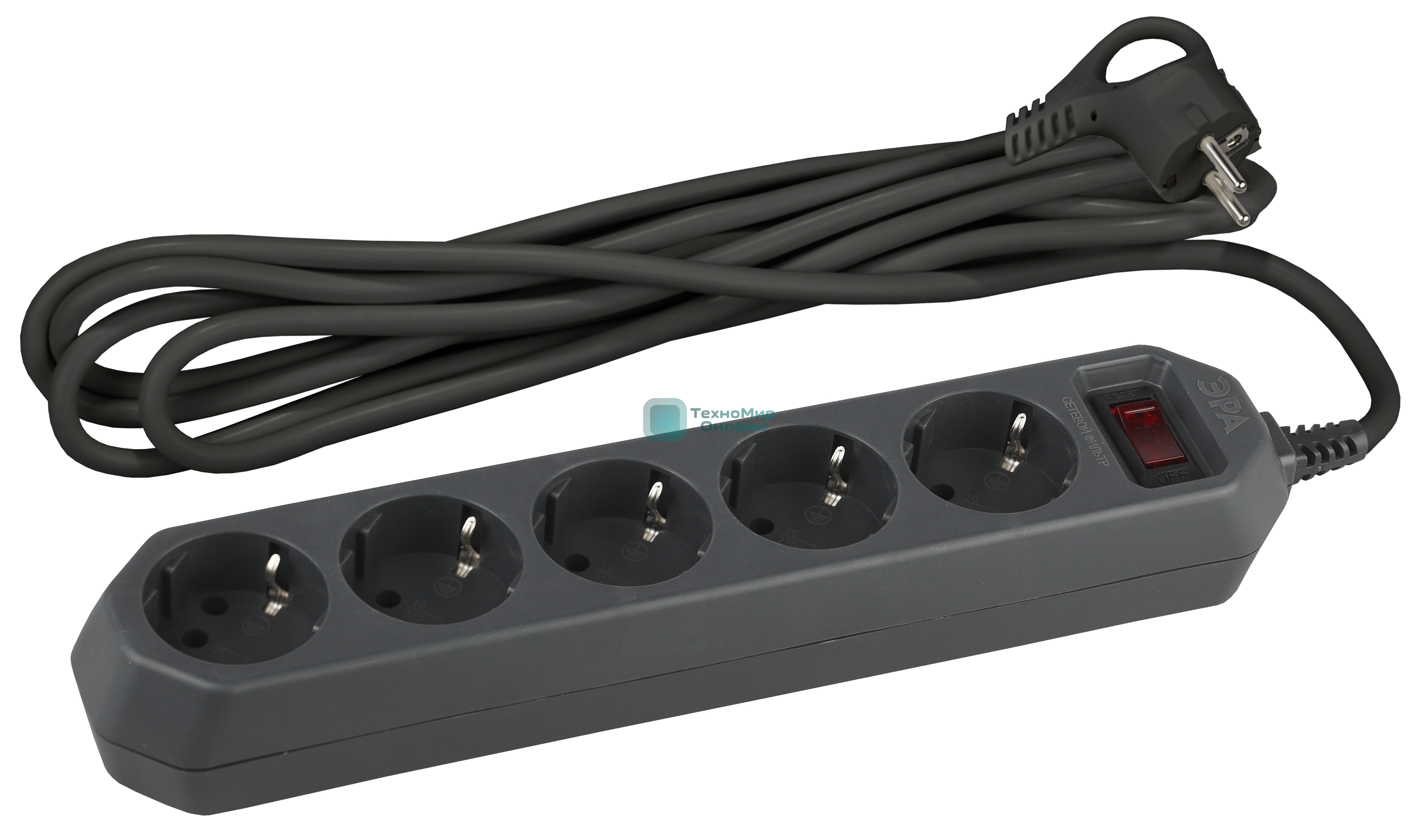 Сетевой фильтр ЭРА USF-5es-1.5m-B, 1.5 м, черный