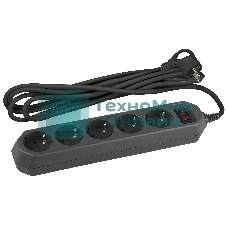 Сетевой фильтр ЭРА USF-5es-1.5m-B, 1.5 м, черный