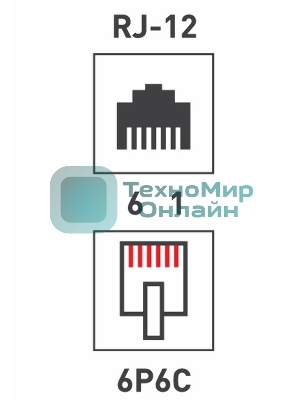 Телефонный разъем Rexant RJ-12(6P6C)