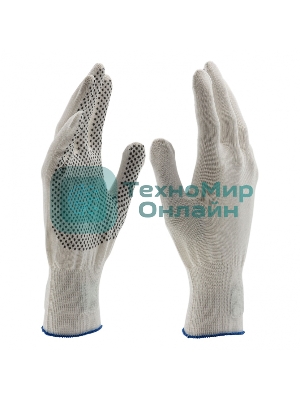 Перчатки из синтетической нити, ПВХ точка, 13 класс, белые, XL Россия