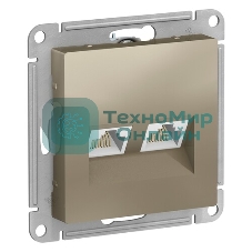 Розетка компьютерная двойная Schneider Electric AtlasDesign RJ45+RJ45, кат.5E, механизм ATN000585 Шампань
