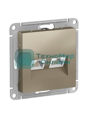 Розетка компьютерная двойная Schneider Electric AtlasDesign RJ45+RJ45, кат.5E, механизм ATN000585 Шампань