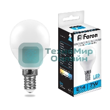 Лампа светодиодная Feron LB-95 7W 230V E14 6400K G45