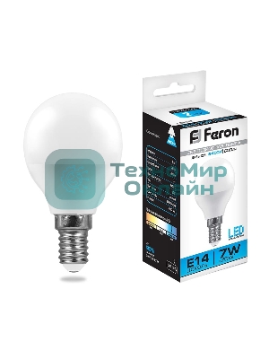 Лампа светодиодная Feron LB-95 7W 230V E14 6400K G45