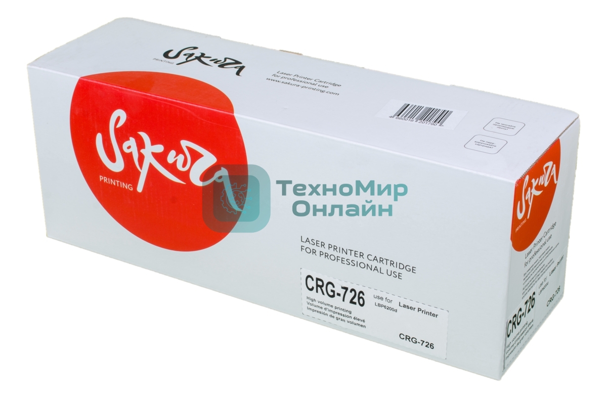 Картридж лазерный Sakura CRG726 для Canon LBP6200d, черный, 2100 к.