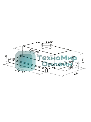 Вытяжка встраиваемая Maunfeld VS Fast 60 черный, 60 см, 850 куб. м/ч, 47 дБ