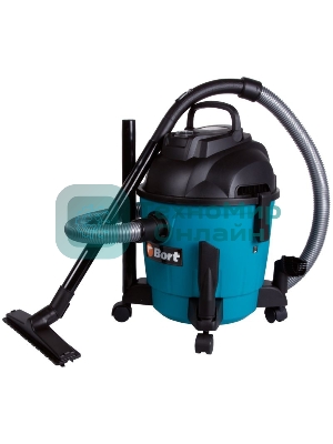 Пылесос строительный Bort BSS-1218 91272256 1200 Вт, вместимость 18 л, 26,5 л/сек, 6,3 кг, набор аксессуаров 7 шт