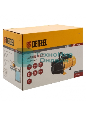 Садовый поверхностный насос GP1100C, 1100 Вт, 4500 л/ч, подъем 46 м, чугун Denzel