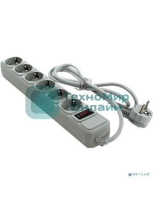 Сетевой фильтр ExeGate EX266865RUS SP-6-1.5G (6 розеток, 1.5 м, евровилка, светло-серый)