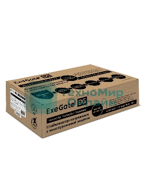 Стабилизатор напряжения ExeGate Master AV-2000 (2000ВА, 140-260В, цифр. индикация вход/вых. напряжения, 220В±8%, КПД 98%, 5 уровней защиты, задержка, метал.корпус, евророзетка, RTL)