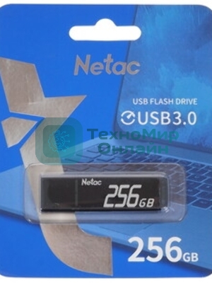 Флешка USB Netac U351 (NT03U351N-256G-32BK), 256Gb, USB 3.0, R/W 110/45, черный