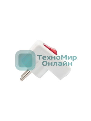 Вилка Евро Rexant угловая с з/к 16А белая с кнопкой