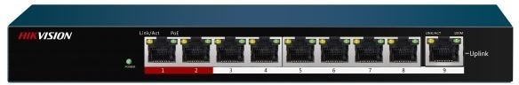 Коммутатор Hikvision DS-3E0109P-E/M(B) 9x100Mb 8PoE+ 58W неуправляемый