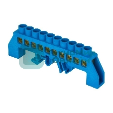 Шина нулевая N 6х9 10 отвер. латунь син. нейлоновый корпус комбинированный PROxima EKF sn0-63-10-dn