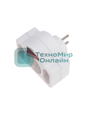 Тройник Rexant электрический 16А с/з + 2х2,5А с выключателем и защитными шторками, белый