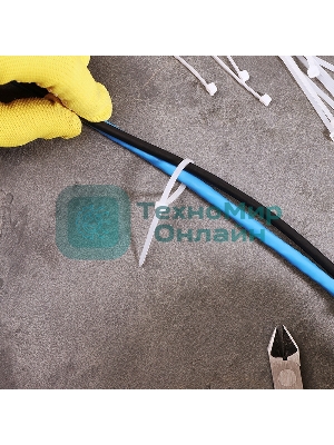 Хомут-стяжка кабельная нейлоновая Rexant 100x2,5 мм, белая, упаковка 100 шт.