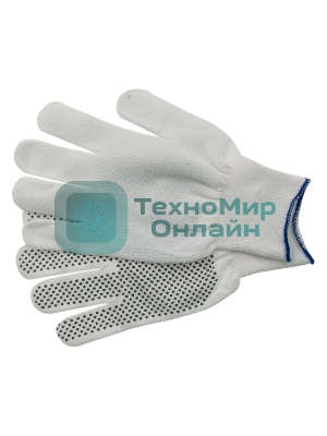 Перчатки из синтетической нити, ПВХ точка, 13 класс, белые, XL Россия