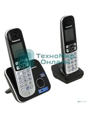 Телефон беспроводной (DECT) Panasonic KX-TG6812RU черный (труб. в компл.:2шт) АОН