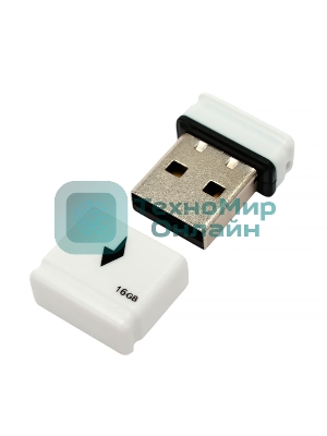 Флешка USB Gembird GFL-2.0-16mini, 16Gb, USB 2.0, R/W 30/15, белый