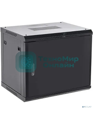 Шкаф коммутационный Rexant настенный 9U 400x542 мм пер. дв. металл черный