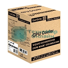Кулер для процессора ExeGate Dark Magic EXX400V3-PWM.RGB (Al+Cu, черное покрытие, 4 тепл.трубки, LGA1150/1151/1155/1156/1200/1700/1851/AM2/AM2+/AM3/AM3+/AM4/AM5/FM1/FM2/754/939/940, TDP 140W, Fan 120mm, PWM, 800-1800RPM, Hydro bearing, 4pin, 11-24db, 500г брутто, RGB подсветка, с термопастой, на винтах, RTL)