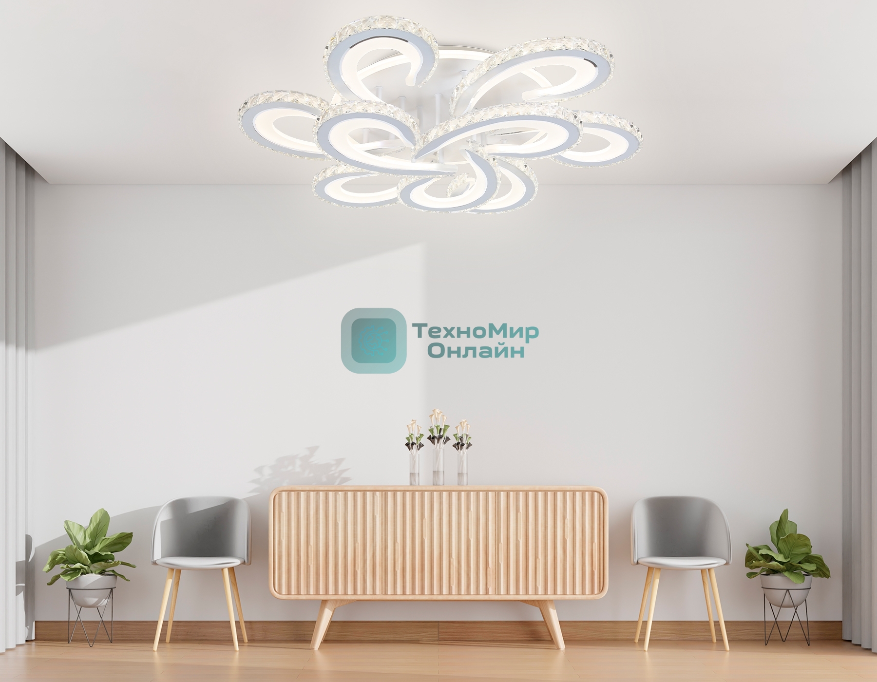 Потолочный светодиодный светильник Ambrella light FA1704/6+3 WH/CH белый/хром 255W 3000K-6400K 610*610*130 (ПДУ РАДИО 2.4G)