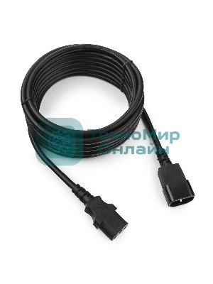 Кабель питания сист.блок-монитор Cablexpert PC-189-1-5M, 5м, C13-C14, 3x1кв.мм., черный, с заземлением
