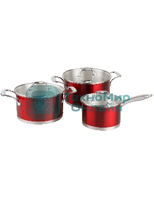 Набор кастрюль Pomi d'Oro PSS-640027 Prezioso, 20см, 24см и соусник 16см с крышками