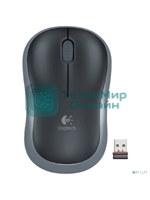 Мышь беспроводная Logitech M185 серый/черный, 1000 dpi, радиоканал, USB, кнопки - 3