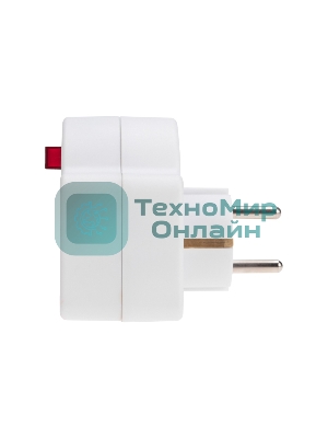 Тройник Rexant электрический 16А с/з + 2х2,5А с выключателем и защитными шторками, белый