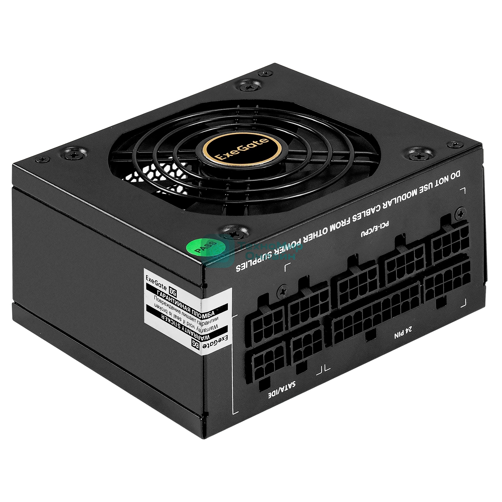 Блок питания 650W ExeGate M650 GOLD (SFX, APFC, КПД 90% (80 PLUS GOLD), 9см fan, 24pin, (4+4)pin, 2xPCI-E, 6xSATA, 3xIDE, 1xFDD, Full Cable Management, black, ATX adapter, Retail box)