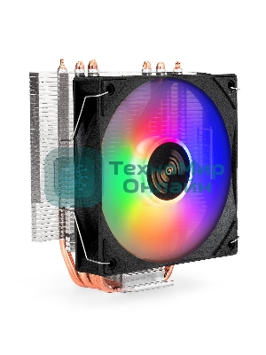 Кулер ExeGate Wizard EXX400V3-PWM.FRGB (Al+Cu, 4 тепл.трубки, LGA775/1150/1151/1155/1156/1200/1700/1851/AM2/AM2+/AM3/AM3+/AM4/AM5/FM1/FM2/754/939/940, TDP 140W, Fan 120mm, PWM, 800-1800RPM, Hydro bearing, 4pin, 11-24db, 540г, FRGB подсветка, с термопастой, на винтах, RTL)
