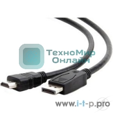 Кабель DisplayPort-HDMI Gembird/Cablexpert 1,8м, 20M/19M, черный, экран, пакет