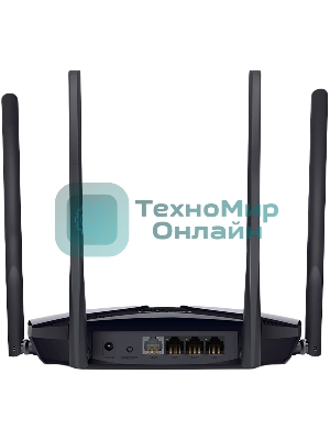 Двухдиапазонный роутер MERCUSYS MR80X AX3000 Wi-Fi 6, до 574 Мбит/с на 2,4 ГГц + до 2402 Мбит/с на 5 ГГц,4 фиксированные внешние антенны, 3 гигабитных порта LAN, 1 гигабитный порт WAN