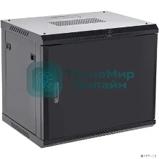 Шкаф коммутационный Rexant настенный 9U 600x600 мм пер. дв. металл черный